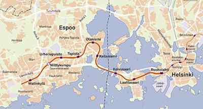 Finlandia - Prolungamento della metropolitana da Helsinki a Espoo entro il 2015